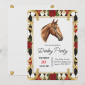 Elegant Horse Derby Party Invitation Kaart (Voorkant / Achterkant)