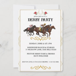 Elegant Horse Derby Party Invitation Kaart