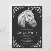 Elegant Horse Derby Party Invitation with Black an Kaart (Voorkant)