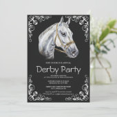 Elegant Horse Derby Party Invitation with Black an Kaart (Staand voorkant)