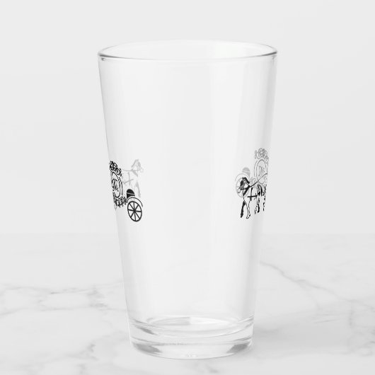 Elegant Horse Drawn Wedding Wagon Monogram Glas (Rechts)