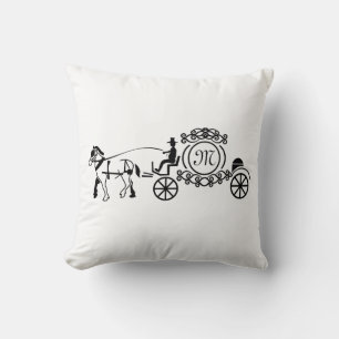 Elegant Horse Drawn Wedding Wagon Monogram Kussen
