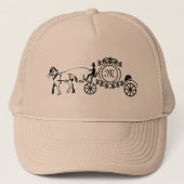 Elegant Horse Drawn Wedding Wagon Monogram Trucker Pet (Voorkant)