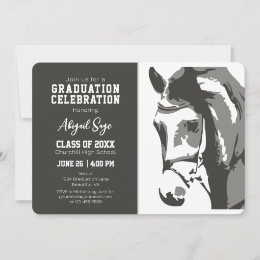 Elegant Horse Equestrian Afstuderen Uitnodiging (Voorkant)