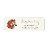 Elegant Horse Equestrian Herfst Foliage Adres Etiket (Voorkant)