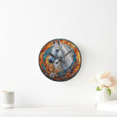 Elegant Horse Glas in lood Portret Ronde Klok (Huis)