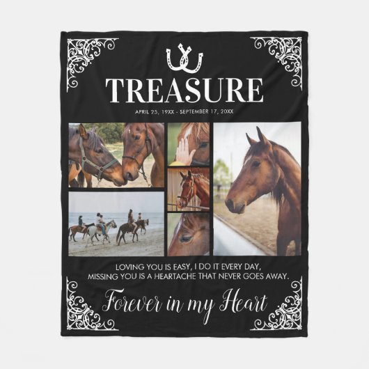 Elegant Horse Memorial Foto Collage Fleece Deken (Voorkant)