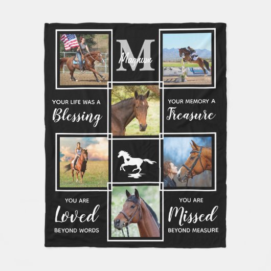 Elegant Horse Memorial Specialized Photo Collage Fleece Deken (Voorkant)