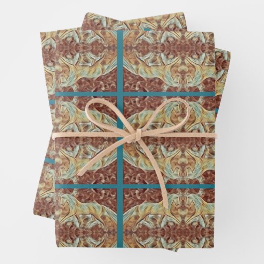 Elegant Horse Mirror Brown/Gold + Zee Bed Green Inpakpapier Vel (In situ)