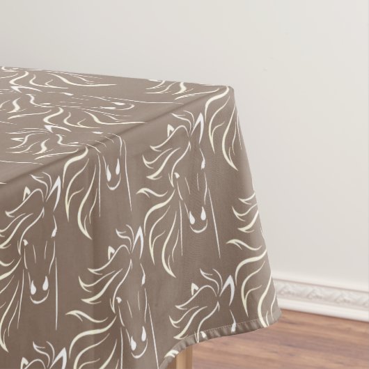 Elegant Horse Pattern on Beige Tafelkleed (Voorbeeld)