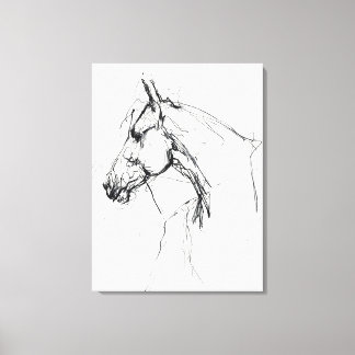 Elegant Horse Portrait Sketch - Premium Canvas Afdruk
