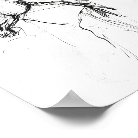 Elegant Horse Portrait Sketch - Premium Poster (Hoek)