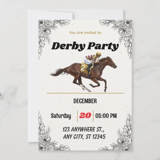 Elegant Horse Racing Derby Party Invitation (Voorkant)