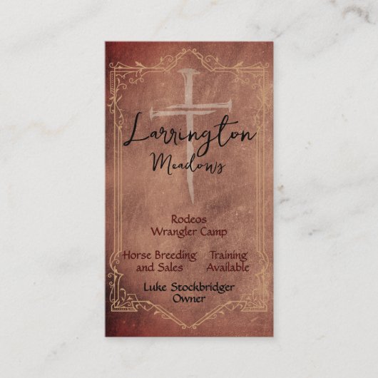 Elegant Horse Ranch Cross QR Code Visitekaartje (Voorkant)