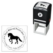 Elegant Horse Ranch Round Return-adres Zelfinktende Stempel (In situ)