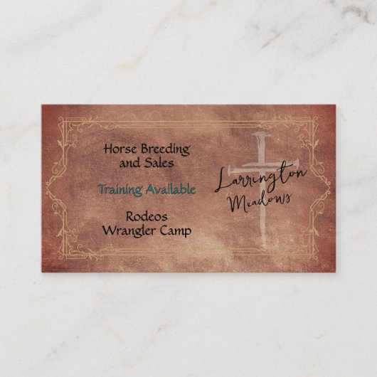 Elegant Horse Ranch Western Cross QR Code Business Visitekaartje (Voorkant)