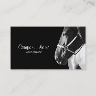 Elegant Horse Side Head Black Visitekaartje