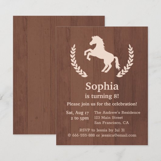 Elegant Horse Silhouette Birthday Party Kaart (Voorkant / Achterkant)