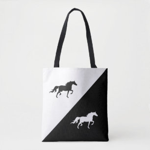 Elegant Horse Silhouettes op zwart-wit Tote Bag