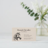 Elegant Horse Sketch Rustic Wood Equestrian Visitekaartje (Staand voorkant)