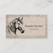 Elegant Horse Sketch Rustic Wood Equestrian Visitekaartje (Achterkant)