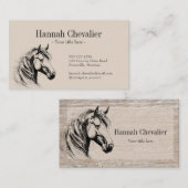 Elegant Horse Sketch Rustic Wood Equestrian Visitekaartje (Voorkant / Achterkant)