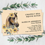 Elegant Horse Sunflower Floral Speciaal paarden Visitekaartje<br><div class="desc">Show van je paardenbedrijf met deze elegante en waterverf visitekaartjes en bijbehorende accessoires. Deze paardenvisitekaartjes hebben een waterverf paard met zonnebloemen. Pas deze paardenvisitekaartjes aan met de bedrijfseigenaar naam, titel/handelsnaam en alle contactgegevens. Deze paarden visitekaartjes zijn perfect voor equestriërs, voor het in- en uitstappen van paarden, voor paardrijinstructeurs, voor dierenarts...</div>