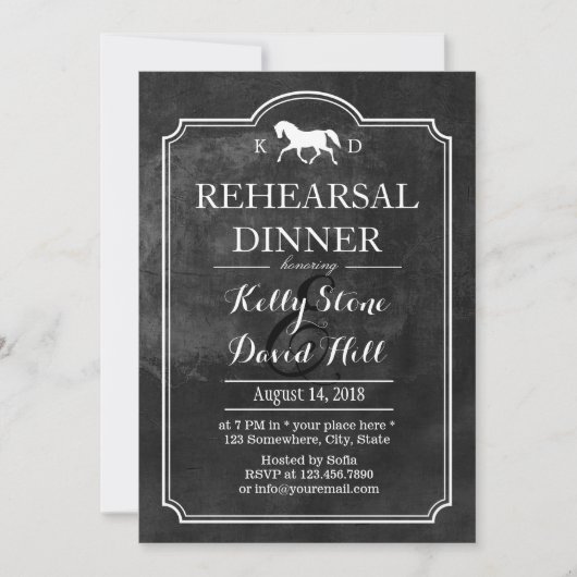 Elegant Horse Wedding Rehearsal Dinner Kaart (Voorkant)