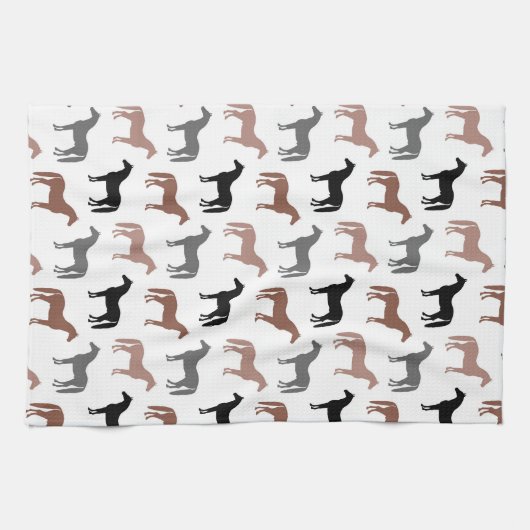 Elegant Horses Brown, Black and Grey Pattern Theedoek (Horizontaal)