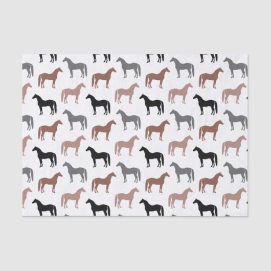 Elegant Horses Brown, Black and Grey Pattern Tissuepapier (Voorkant)
