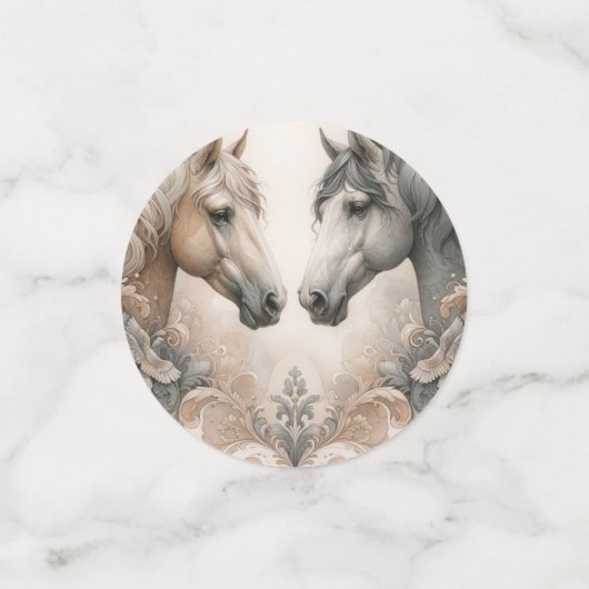 Elegant Horses Custom Trouwtafel Confetti (Kleine voorkant)