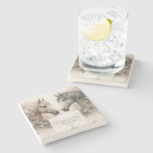 Elegant Horses Trouwsteen Onderzetter (Zijkant)