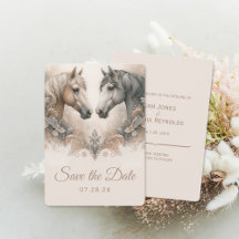 Elegant Horses Wedding Save The Date Kaart
