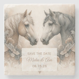 Elegant Horses Wedding Save the Date Stone Onderze Stenen Onderzetter