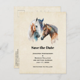 Elegant Horses Western Boho Wedding Save the Date Uitnodiging Briefkaart