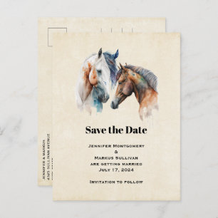 Elegant Horses Western Boho Wedding Save the Date Uitnodiging Briefkaart