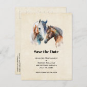 Elegant Horses Western Boho Wedding Save the Date Uitnodiging Briefkaart (Voorkant / Achterkant)