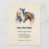 Elegant Horses Western Boho Wedding Save the Date Uitnodiging Briefkaart (Voorkant)