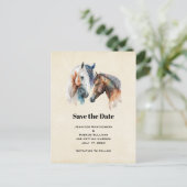 Elegant Horses Western Boho Wedding Save the Date Uitnodiging Briefkaart (Staand voorkant)