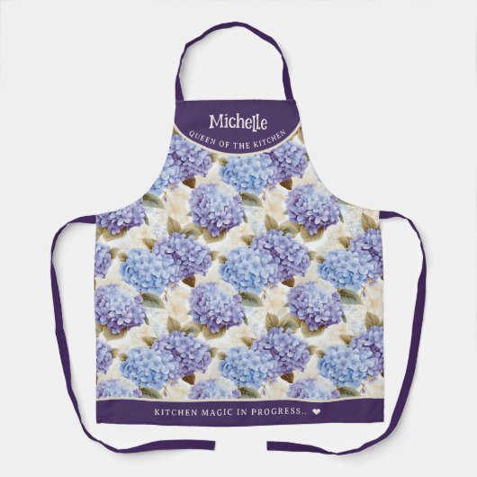 Elegant hortensia patroon schort (Voorkant)