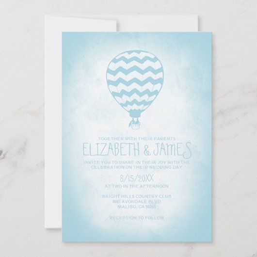 Elegant Hot Air Ballon Wedding Invitations Kaart (Voorkant)