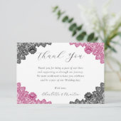Elegant Hot Pink and Black Wedding Bedankkaart (Staand voorkant)
