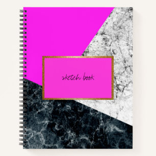 Elegant Hot Pink and Marble Sketch Book Notitieboek
