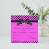 ELEGANT HOT PINK BLACK BOW BACHELORETTE INVITE KAART (Staand voorkant)