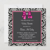 Elegant Hot Pink Black Damask Princess Baby shower Kaart (Achterkant)