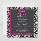 Elegant Hot Pink Black Damask Princess Baby shower Kaart (Achterkant)