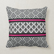 Elegant Hot Pink, Black en White Chevron Modern