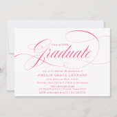 Elegant Hot Pink Calligraphy Graduation Party Kaart (Voorkant)