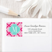 Elegant Hot Pink Damask gepersonaliseerd Etiket (Insitu)