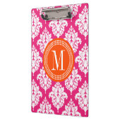 Elegant Hot Pink Damask op persoonlijke titel Klembord (Links)